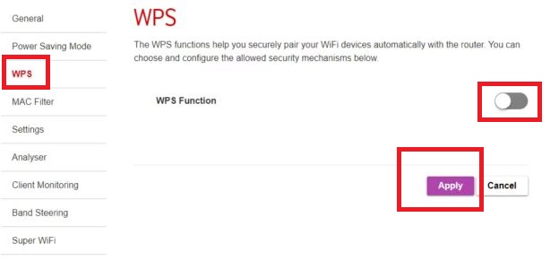 configuración router - desactivar wps