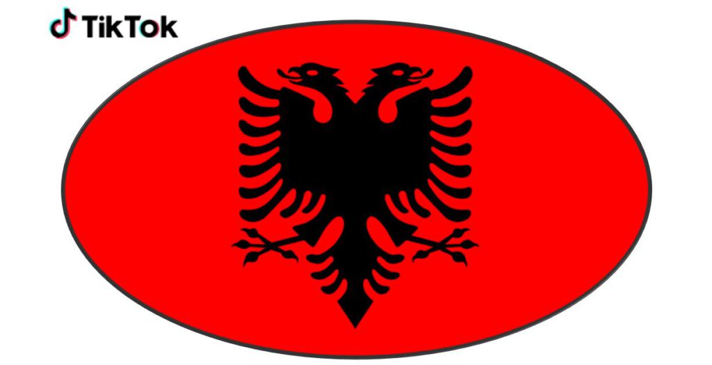 Bandera de Albania y logotipo de TikTok